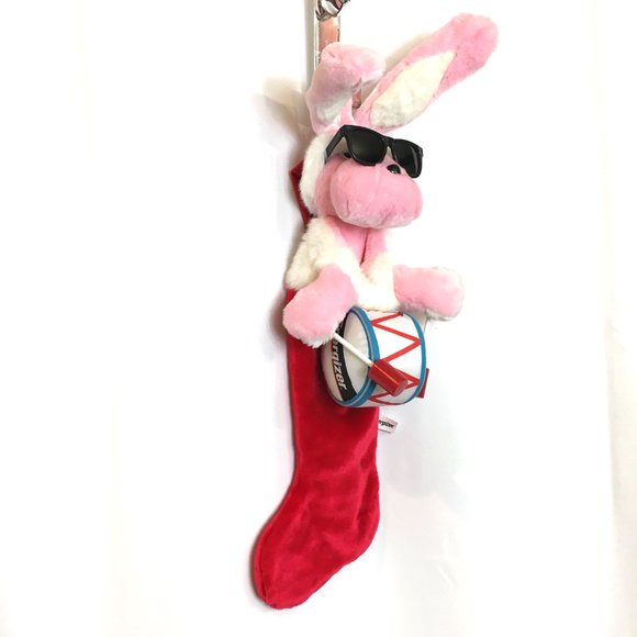 ENERGIZER 2006 Plush Pink Bunny with Drum Christmas Stocking - Picture 7 of 15